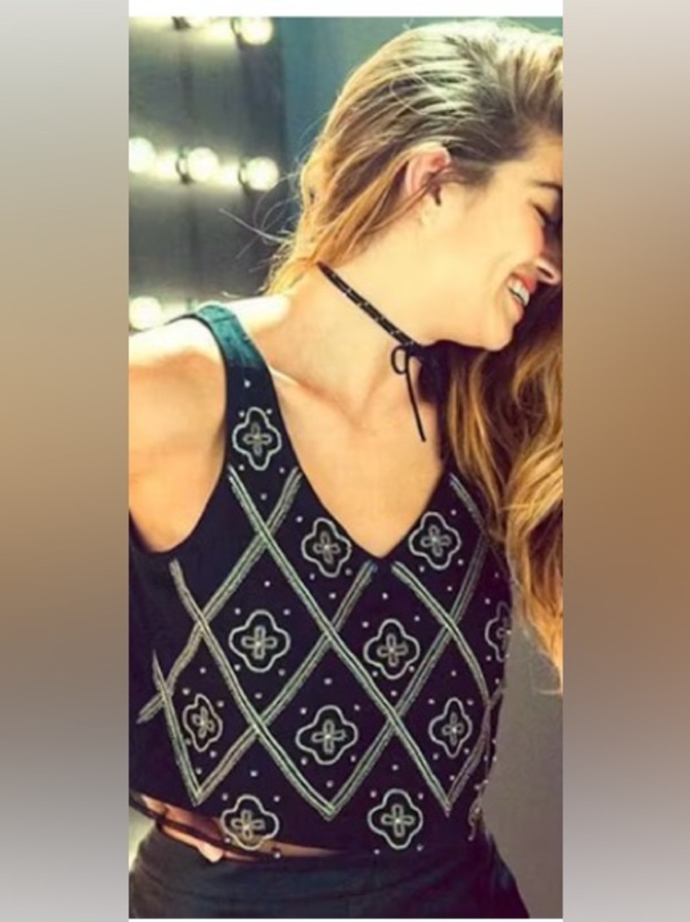 Hollister Sydney Sierota Black Silver Embroidered Sequin Tank Top